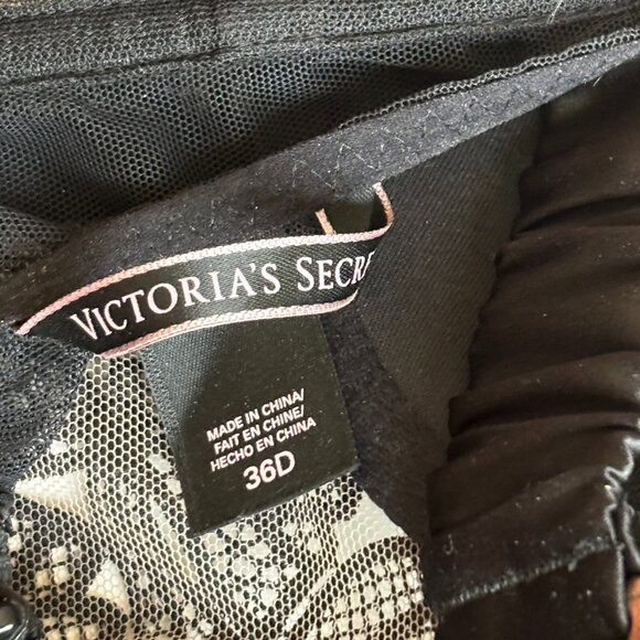 Victora's Secret Corset Top Black Lace Sheer Sequin Halter Ribbon Going Out 36D - Picture 8 of 8